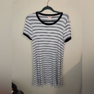 Black and White Striped Ribbed Dress